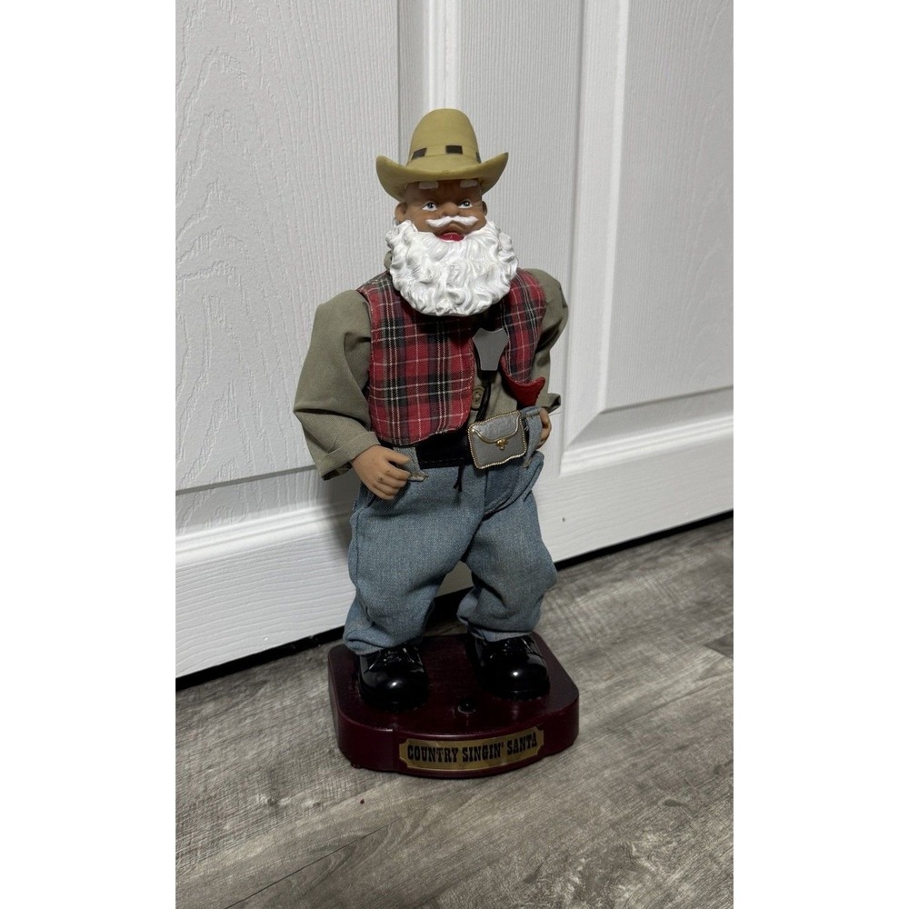 Holly Jolly Rock Santa Animated Dancing‎ Cowboy Plays Buck Owens Christmas RARE